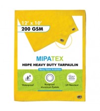 Mipatex Tarpaulin / Tirpal 12 Feet x 10 Feet 200 GSM (Yellow)